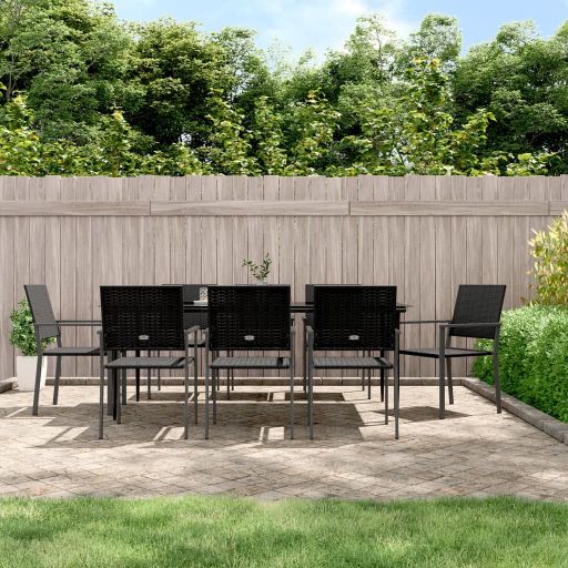vidaXL 3-tlg. Garten-Essgruppe mit Kissen Poly Rattan und Stahl