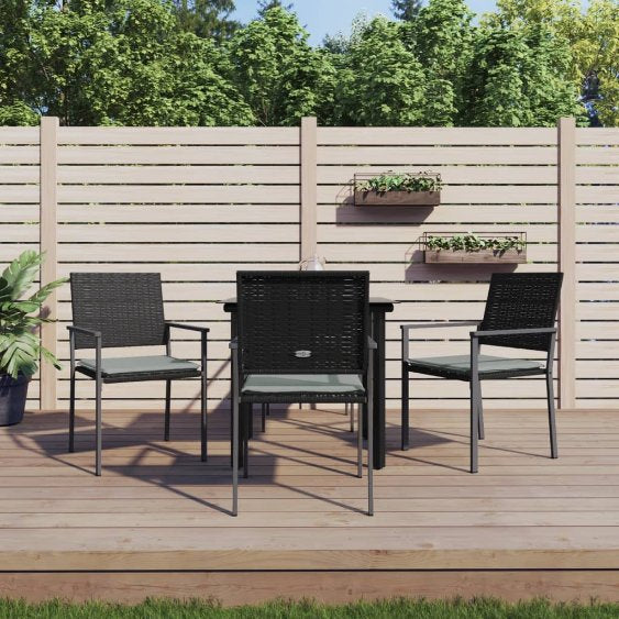 vidaXL 3-tlg. Garten-Essgruppe mit Kissen Poly Rattan und Stahl