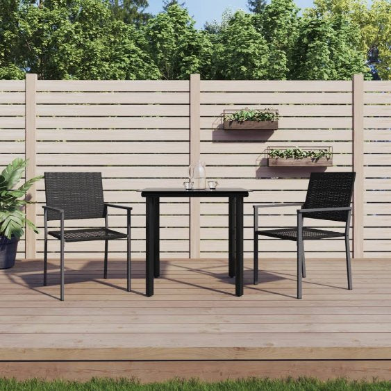 vidaXL 3-tlg. Garten-Essgruppe mit Kissen Poly Rattan und Stahl