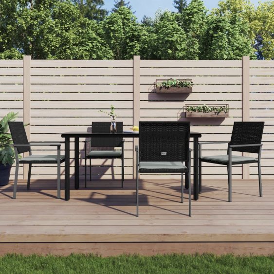 vidaXL 3-tlg. Garten-Essgruppe mit Kissen Poly Rattan und Stahl