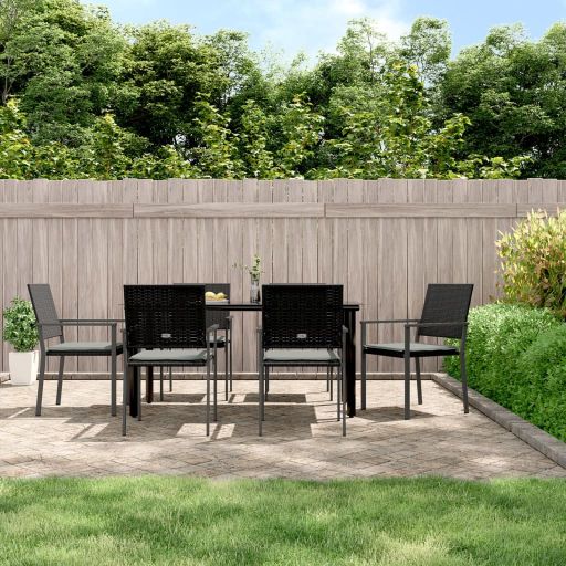 vidaXL 3-tlg. Garten-Essgruppe mit Kissen Poly Rattan und Stahl