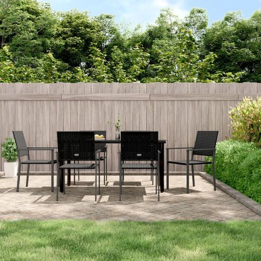 vidaXL 3-tlg. Garten-Essgruppe mit Kissen Poly Rattan und Stahl
