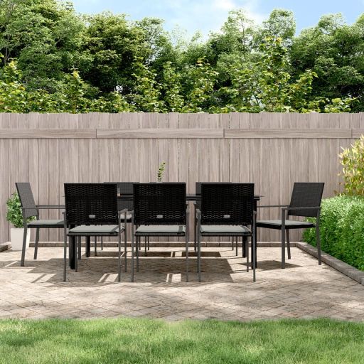 vidaXL 3-tlg. Garten-Essgruppe mit Kissen Poly Rattan und Stahl