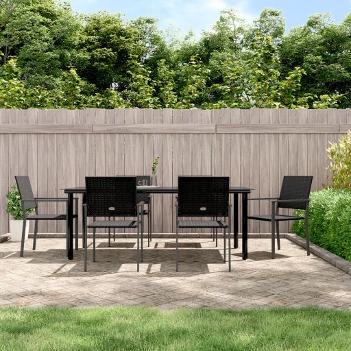 vidaXL 3-tlg. Garten-Essgruppe mit Kissen Poly Rattan und Stahl