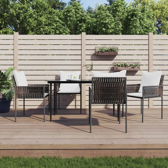 vidaXL 3-tlg. Garten-Essgruppe mit Kissen Poly Rattan und Stahl