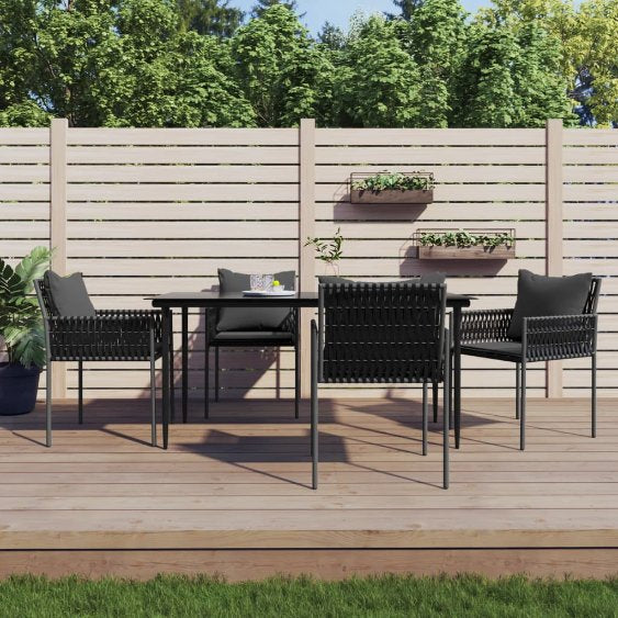 vidaXL 5-tlg. Garten-Essgruppe mit Kissen Poly Rattan und Stahl