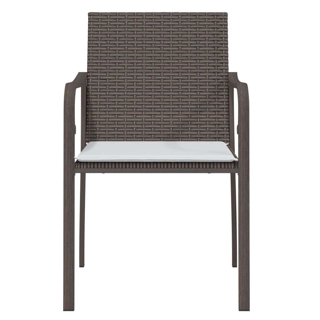 vidaXL Gartenstühle mit Kissen 4 Stk. Braun 56x59x84 cm Poly Rattan