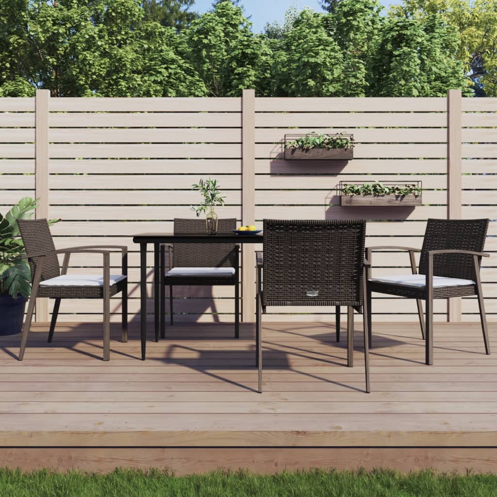 vidaXL Gartenstühle mit Kissen 4 Stk. Braun 56,5x57x83 cm Poly Rattan