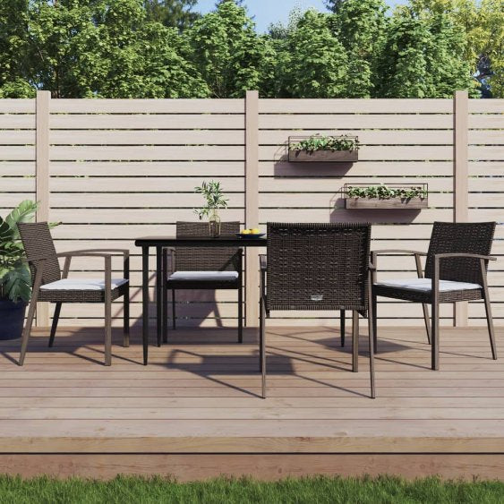 vidaXL Gartenstühle mit Kissen 4 Stk. Braun 56,5x57x83 cm Poly Rattan