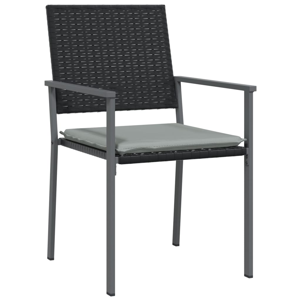 vidaXL Gartenstühle mit Kissen 4 Stk. Schwarz 54x62,5x89cm Poly Rattan