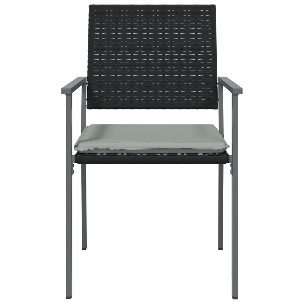 vidaXL Gartenstühle mit Kissen 4 Stk. Schwarz 54x62,5x89cm Poly Rattan