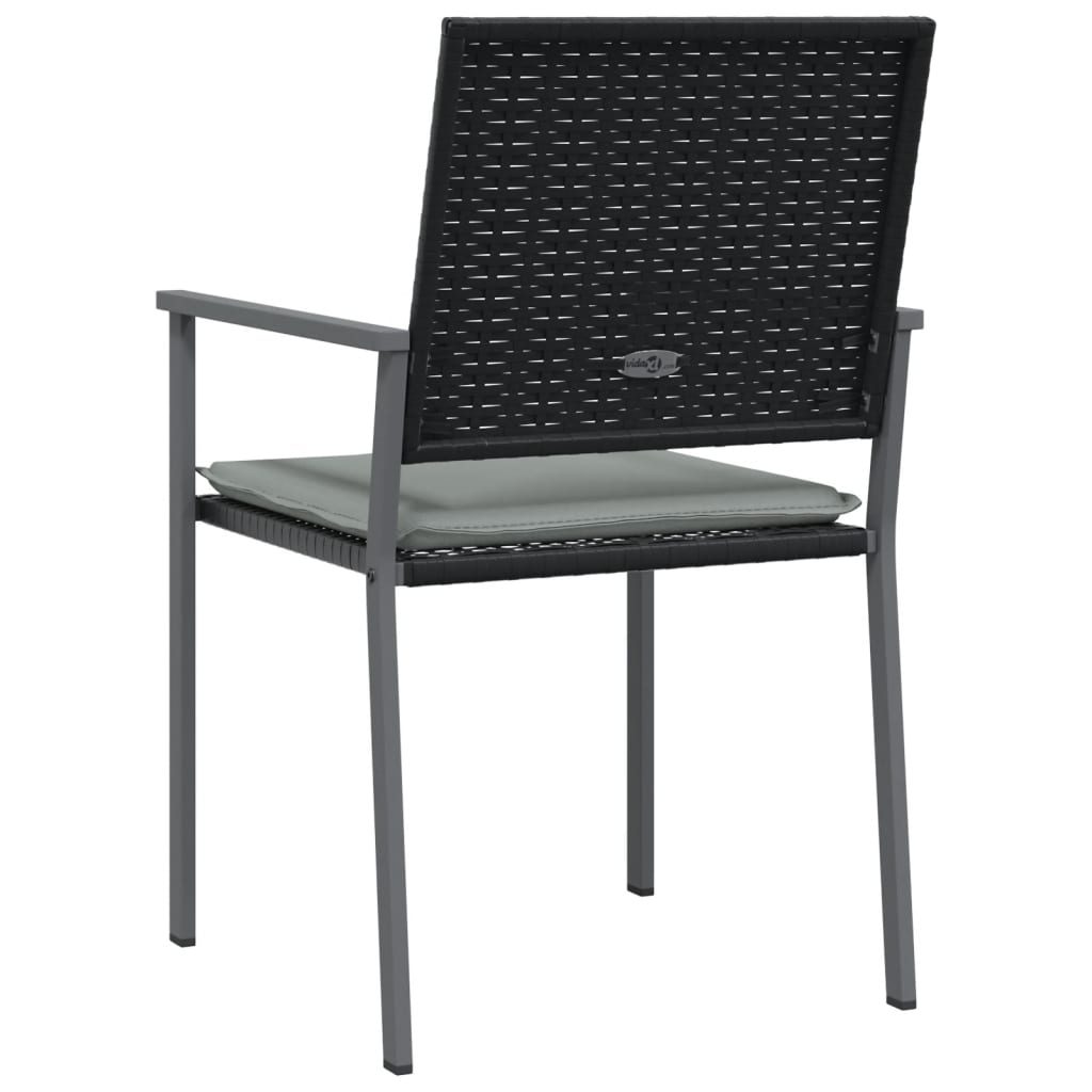 vidaXL Gartenstühle mit Kissen 4 Stk. Schwarz 54x62,5x89cm Poly Rattan