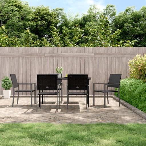 vidaXL Gartenstühle mit Kissen 4 Stk. Schwarz 54x62,5x89cm Poly Rattan