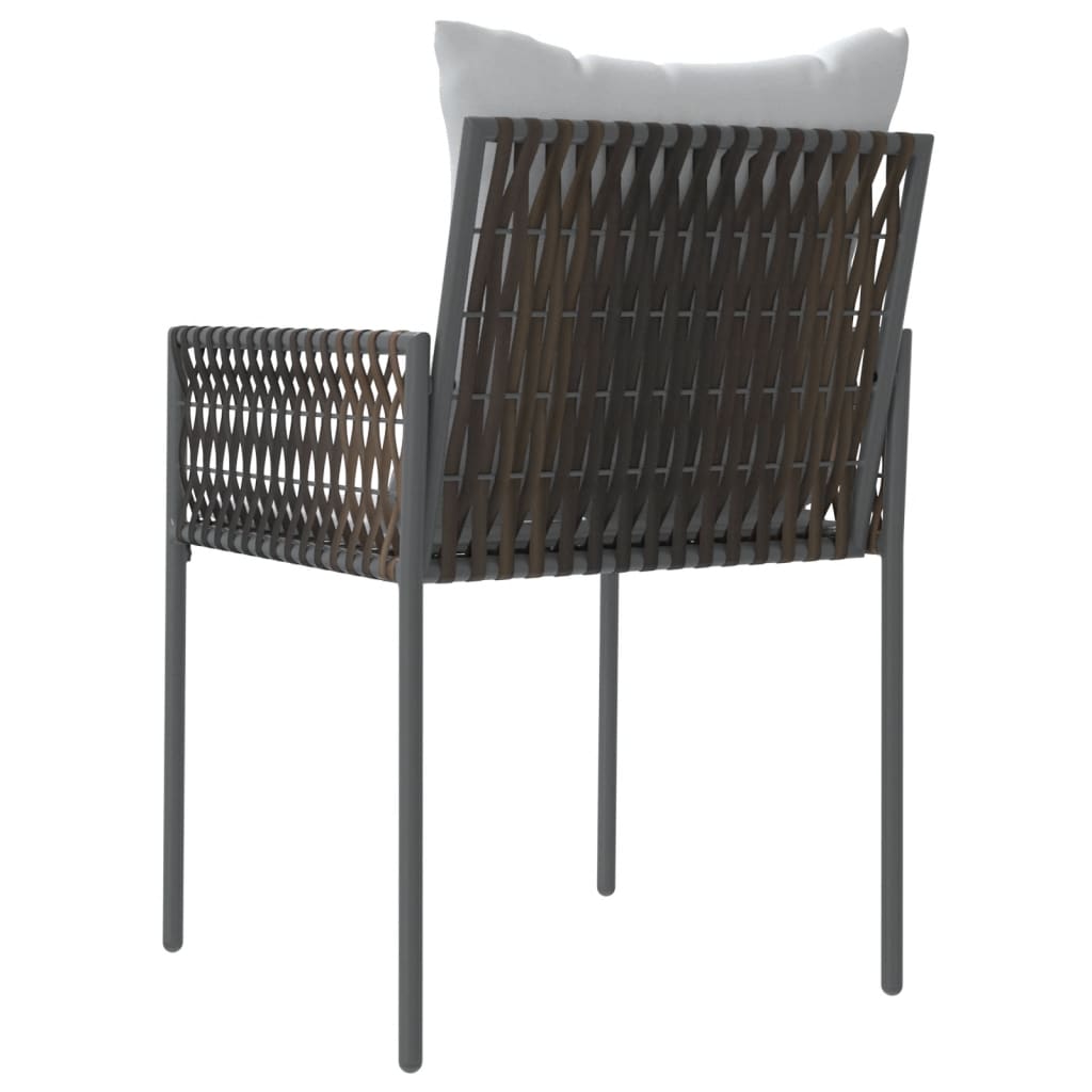 vidaXL Gartenstühle mit Kissen 4 Stk. Braun 54x61x83 cm Poly Rattan