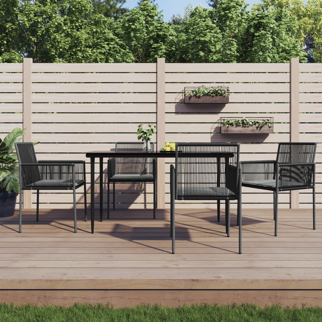 vidaXL Gartenstühle mit Kissen 4 Stk. Schwarz 54x60,5x83,5 cm