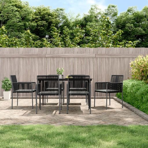 vidaXL Gartenstühle mit Kissen 4 Stk. Schwarz 54x60,5x83,5 cm