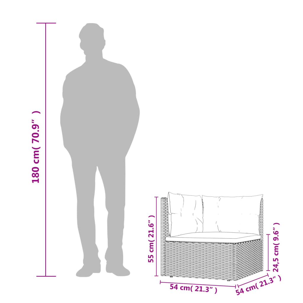 vidaXL 8-tlg. Garten-Lounge-Set mit Kissen Schwarz Poly Rattan