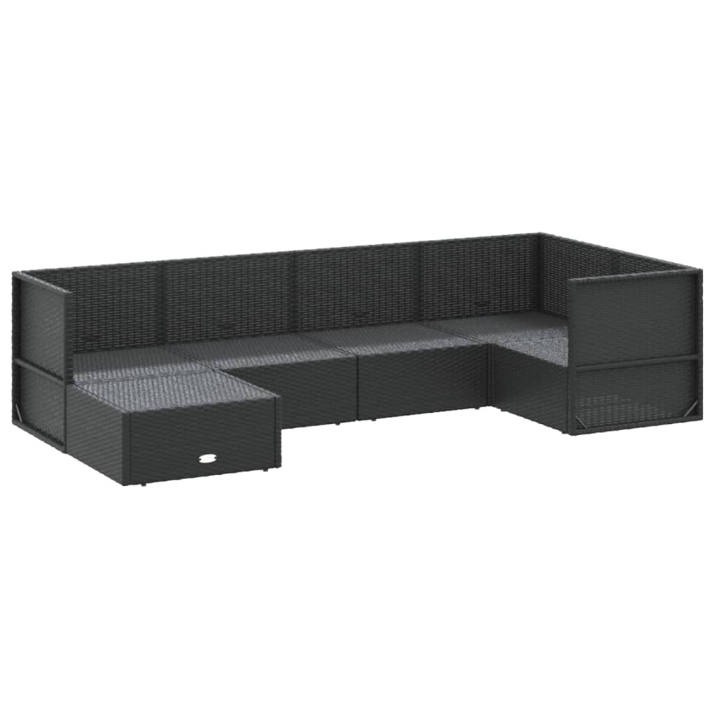 vidaXL 6-tlg. Garten-Lounge-Set mit Kissen Schwarz Poly Rattan