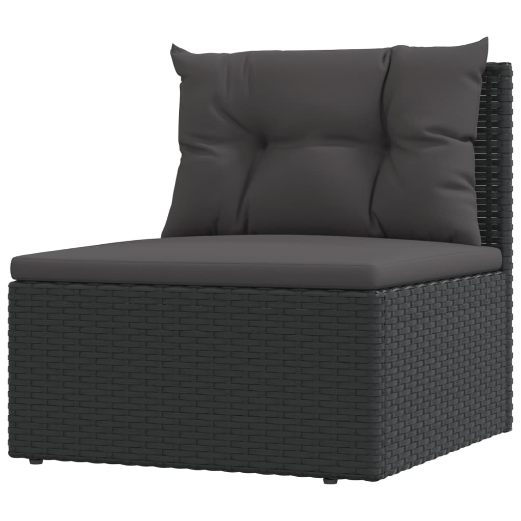 vidaXL 10-tlg. Garten-Lounge-Set mit Kissen Schwarz Poly Rattan