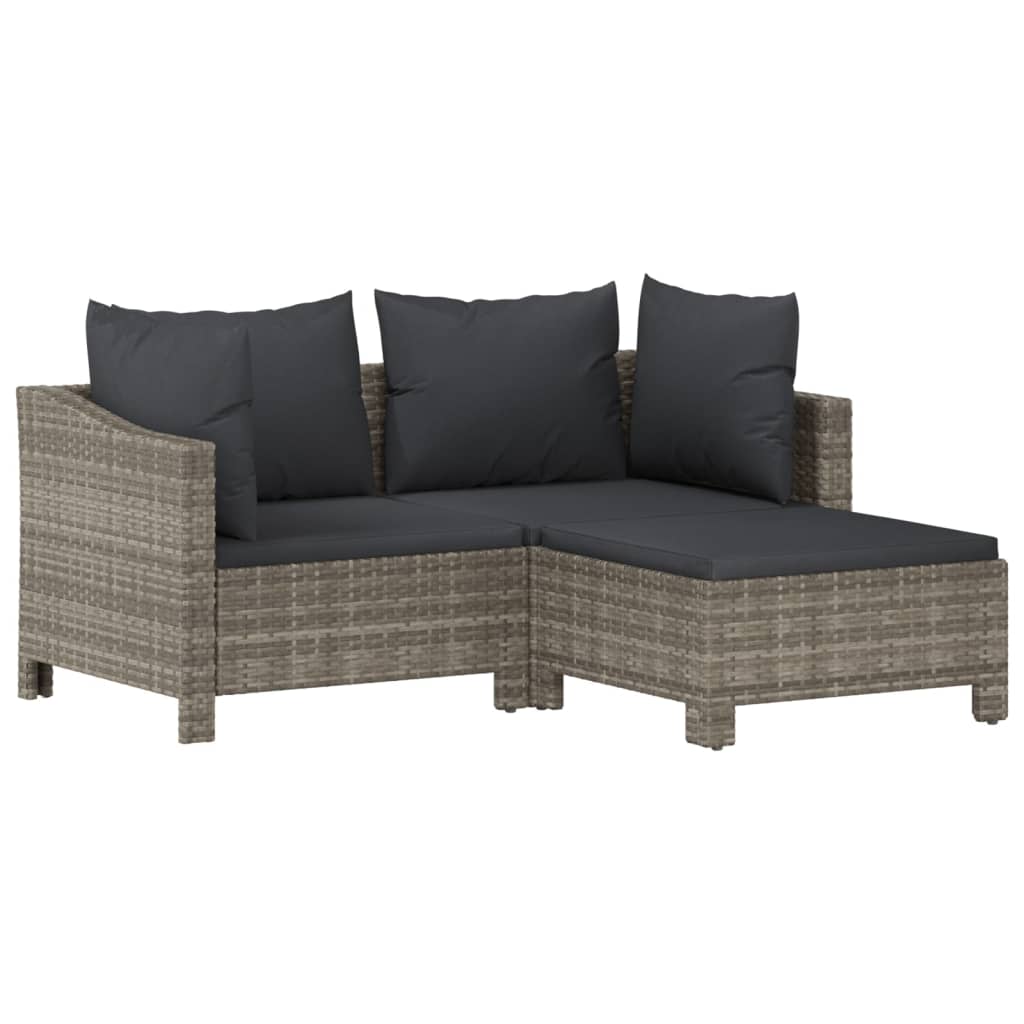 vidaXL 5-tlg. Garten-Lounge-Set mit Kissen Grau Poly Rattan