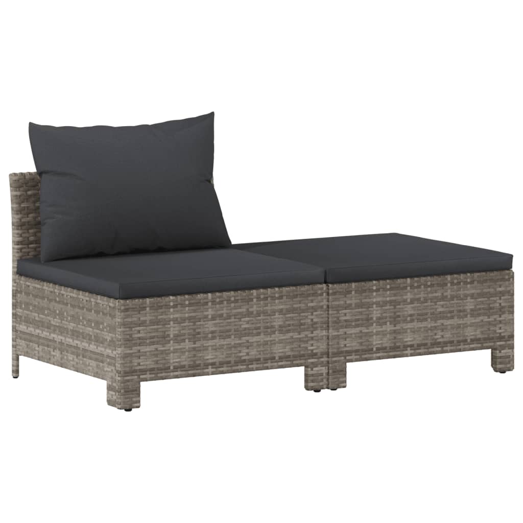 vidaXL 6-tlg. Garten-Lounge-Set mit Kissen Grau Poly Rattan