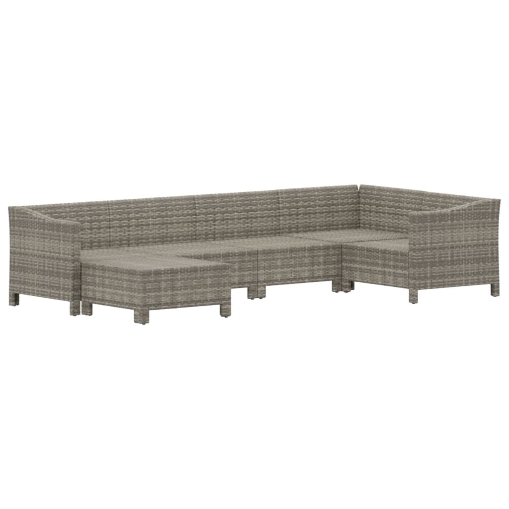 vidaXL 6-tlg. Garten-Lounge-Set mit Kissen Grau Poly Rattan