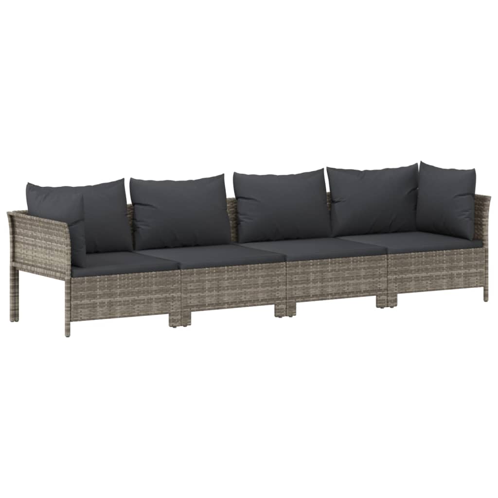 vidaXL 6-tlg. Garten-Lounge-Set mit Kissen Grau Poly Rattan