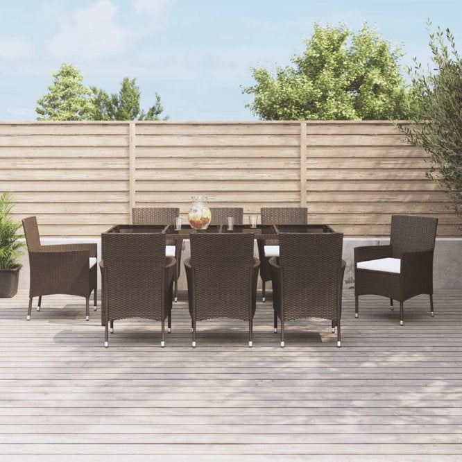 vidaXL 5-tlg. Garten-Essgruppe mit Kissen Braun Poly Rattan