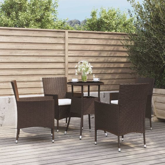 vidaXL 3-tlg. Garten-Bistro-Set mit Kissen Braun Poly Rattan