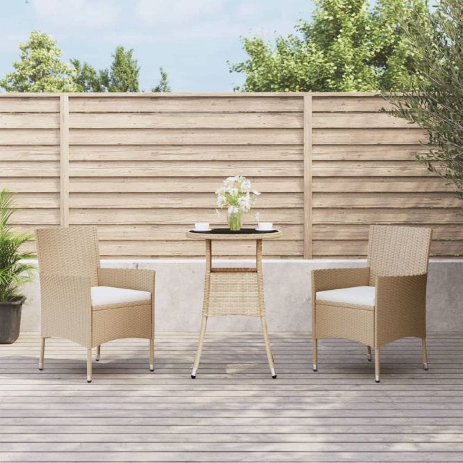 vidaXL 3-tlg. Garten-Bistro-Set mit Kissen Braun Poly Rattan