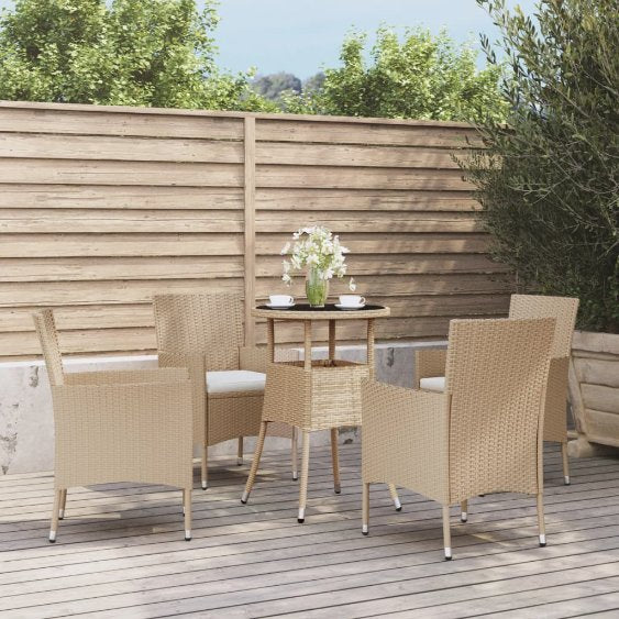 vidaXL 3-tlg. Garten-Bistro-Set mit Kissen Braun Poly Rattan