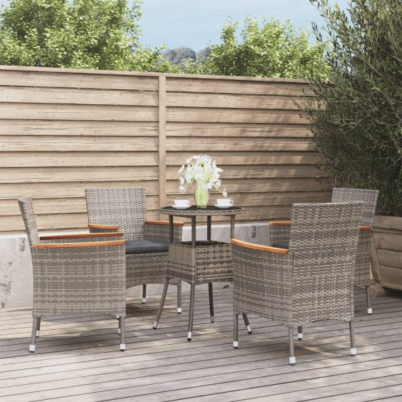 vidaXL 3-tlg. Garten-Bistro-Set mit Kissen Braun Poly Rattan
