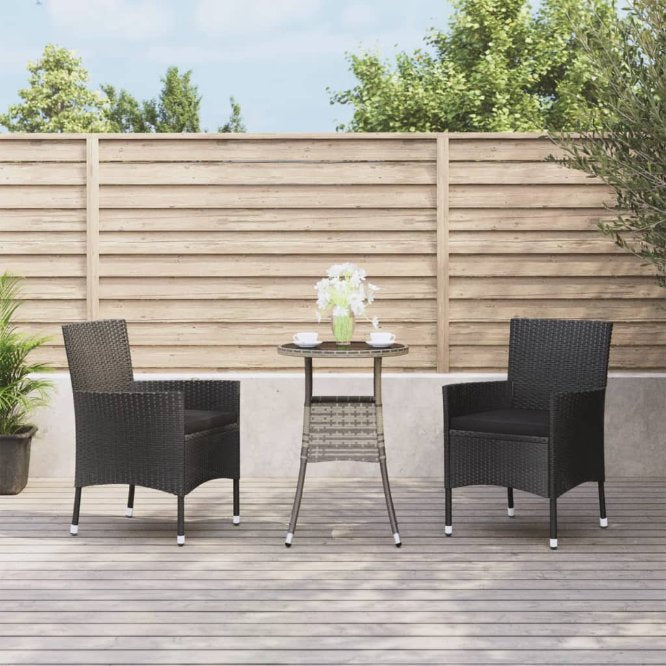vidaXL 3-tlg. Garten-Bistro-Set mit Kissen Braun Poly Rattan