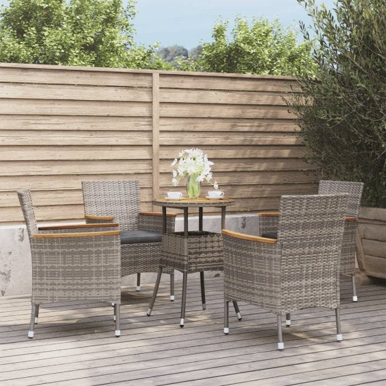 vidaXL 3-tlg. Garten-Bistro-Set mit Kissen Schwarz Poly Rattan