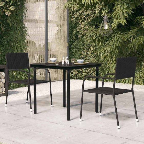 vidaXL Garten-Esstisch Schwarz 200x100x74 cm Stahl und Glas