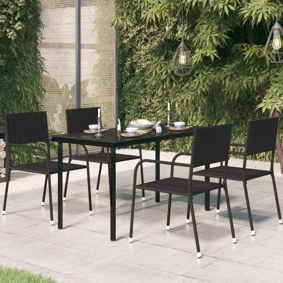 vidaXL Garten-Esstisch Schwarz 200x100x74 cm Stahl und Glas