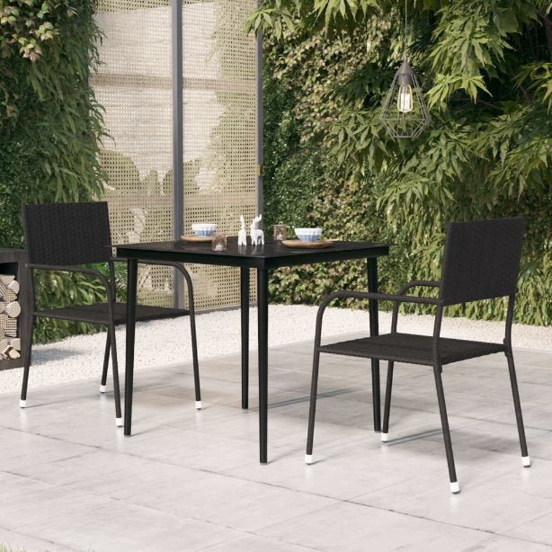 vidaXL Garten-Esstisch Schwarz 200x100x74 cm Stahl und Glas