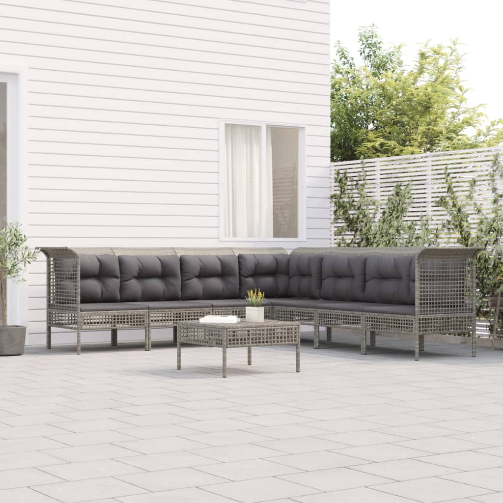 vidaXL 6-tlg. Garten-Lounge-Set mit Kissen Grau Poly Rattan