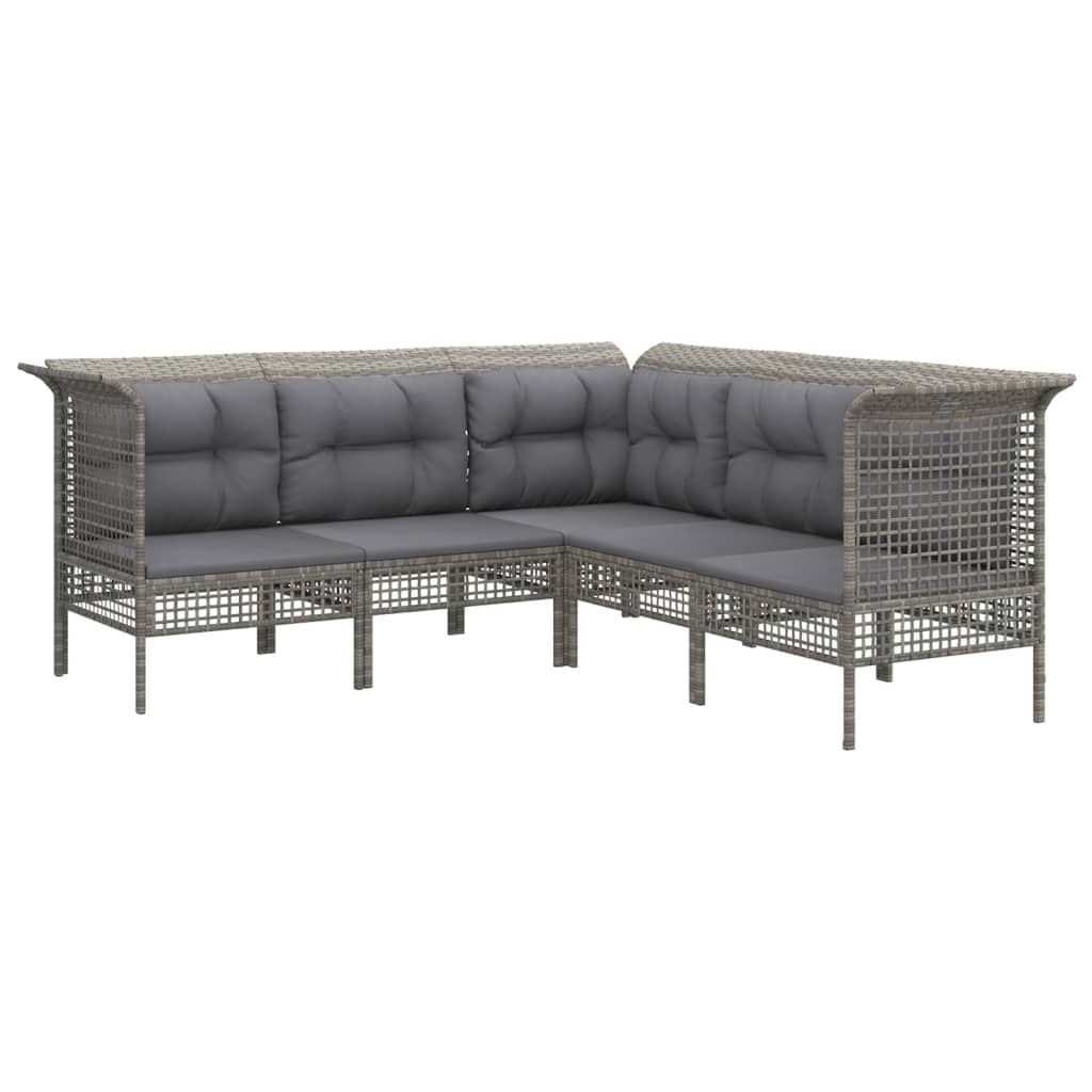 vidaXL 6-tlg. Garten-Lounge-Set mit Kissen Grau Poly Rattan