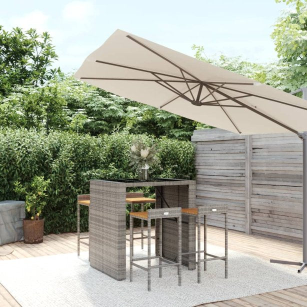 vidaXL 5-tlg. Gartenbar-Set Schwarz Poly Rattan & Massivholz Akazie
