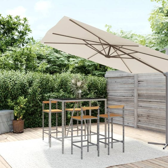 vidaXL 3-tlg. Gartenbar-Set Schwarz Poly Rattan & Massivholz Akazie
