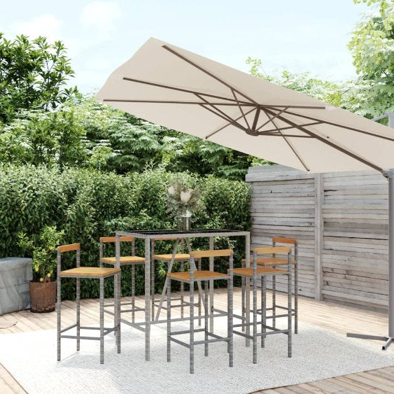 vidaXL 3-tlg. Gartenbar-Set Schwarz Poly Rattan & Massivholz Akazie