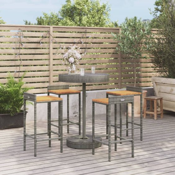 vidaXL 3-tlg. Gartenbar-Set Schwarz Poly Rattan & Massivholz Akazie