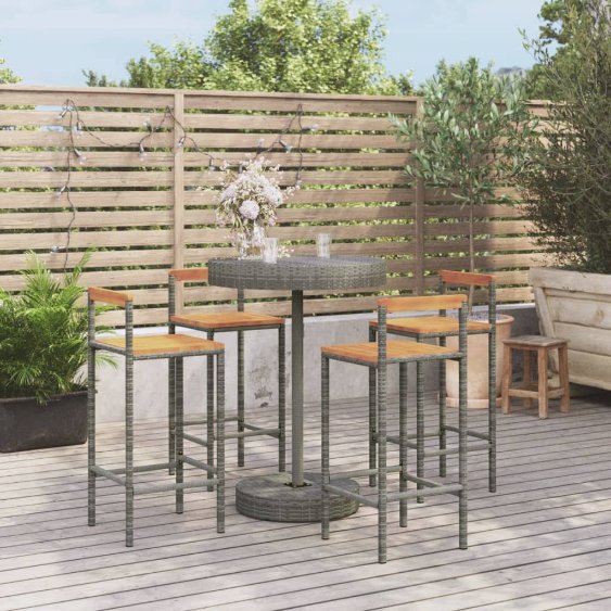 vidaXL 3-tlg. Gartenbar-Set Schwarz Poly Rattan & Massivholz Akazie