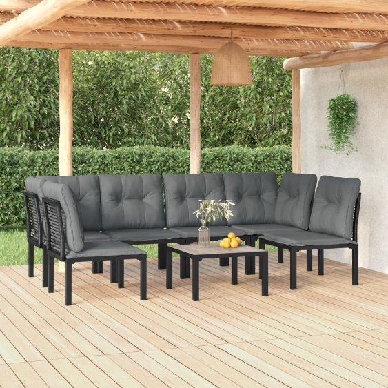 vidaXL 5-tlg. Garten-Lounge-Set Schwarz und Grau Poly Rattan