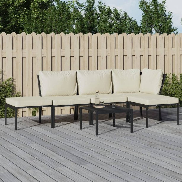 vidaXL 6-tlg. Garten-Lounge-Set mit Grauen Kissen Stahl