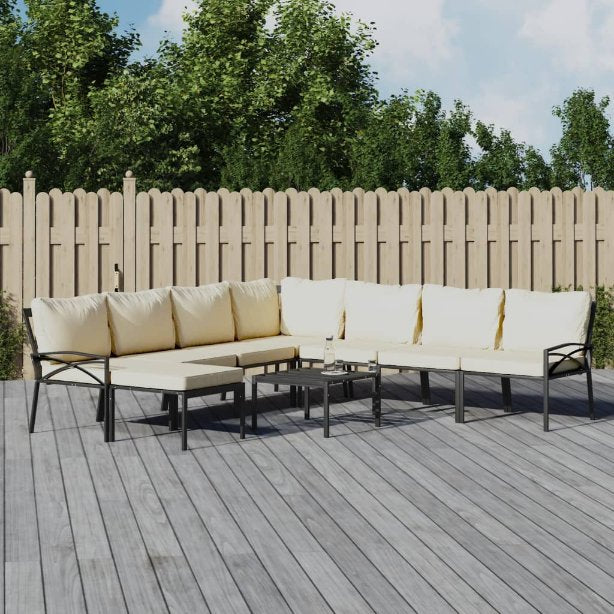 vidaXL 6-tlg. Garten-Lounge-Set mit Grauen Kissen Stahl