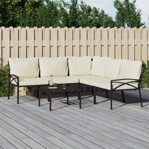 vidaXL 6-tlg. Garten-Lounge-Set mit Grauen Kissen Stahl