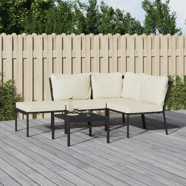 vidaXL 6-tlg. Garten-Lounge-Set mit Grauen Kissen Stahl