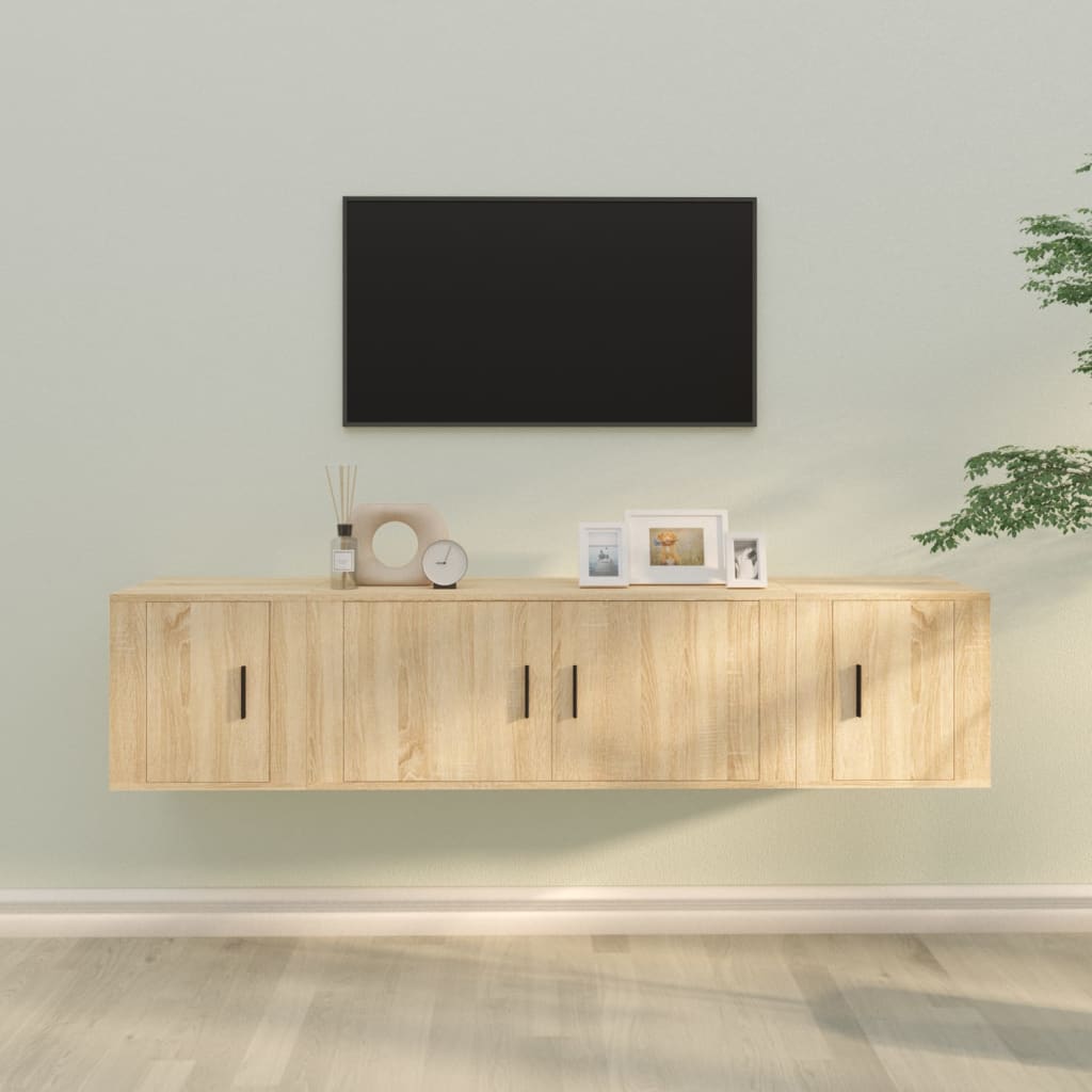 vidaXL 3-tlg. TV-Schrank-Set Weiß Holzwerkstoff